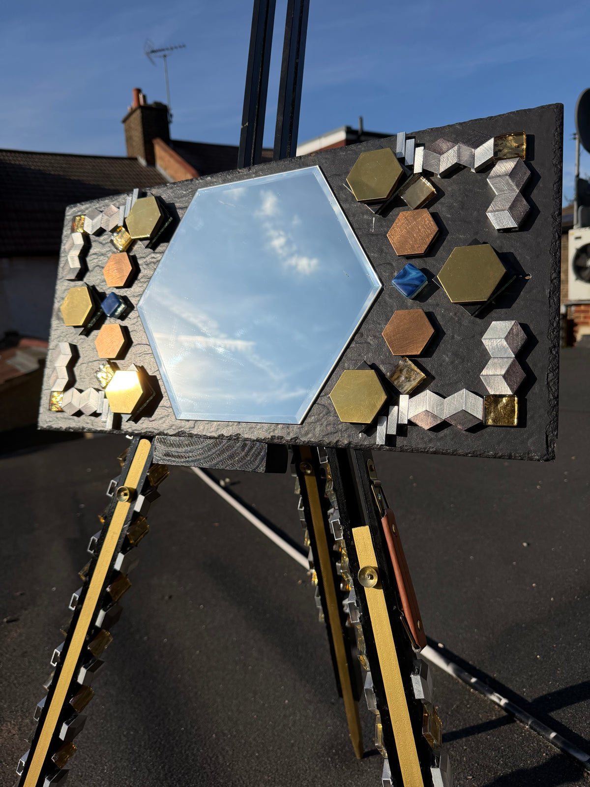 Handmade/Crafted Floating Mirror with Different Unique Tiles - One N Billion