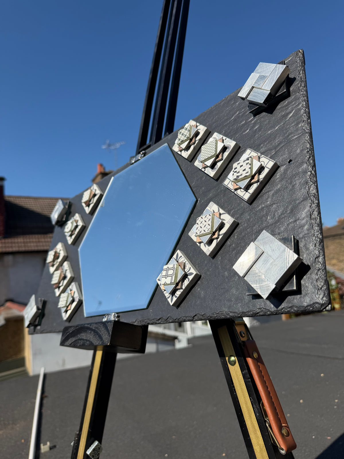 Handmade/Crafted Floating Mirror with Different Unique Tiles - One N Billon
