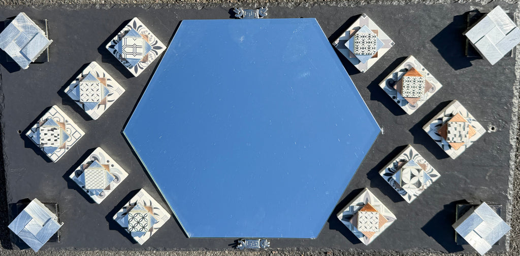 Handmade/Crafted Floating Mirror with Different Unique Tiles - One N Billon