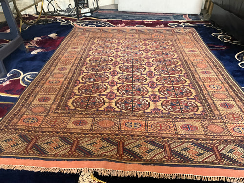 Handmade Afghan/Turkmen Traditinal Hand Knotted Moury Rug, 1975