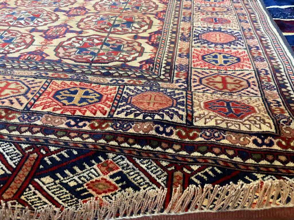 Handmade Afghan/Turkmen Traditinal Hand Knotted Moury Rug, 1975